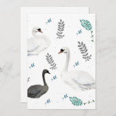 フェアユタリースワンイラストレーションフォークボタニカル 招待状 (正面/裏面)