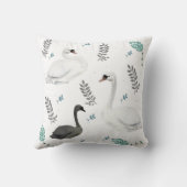 フェアユタリースワンズイラストレーションフォークボタニックパターン クッション (裏面)