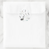 フェアユタリースワンズイラストレーションフォークボタニックパターン ラウンドシール (バッグ)