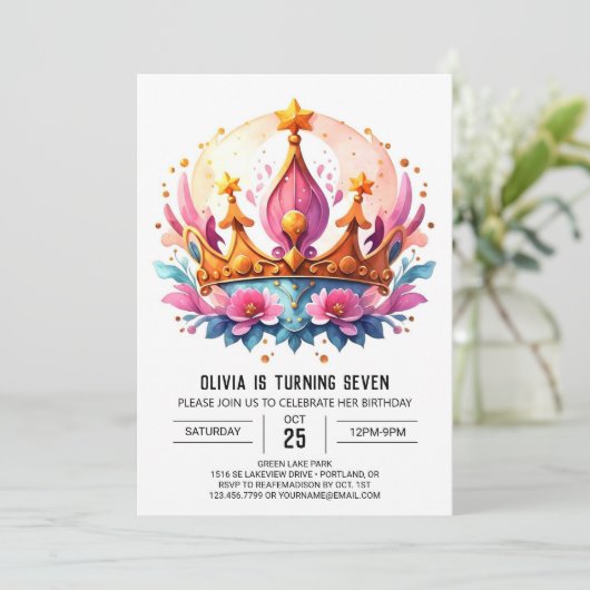 フェアユタリーデジタルプリンセスクラウン誕生日 招待状 (スタンド正面)