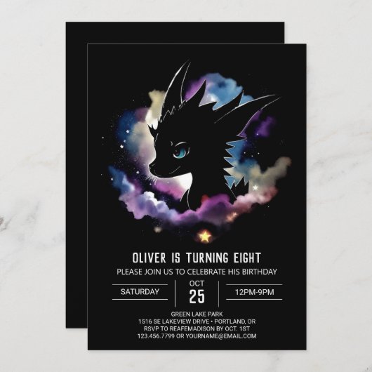 フェアユタリードラゴンの魔法誕生日 招待状 (正面/裏面)