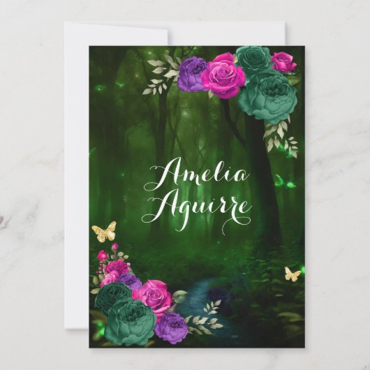 フェアユタリーマジカルフォレスト薄紫グリーンキンセアニラ 招待状 (裏面)