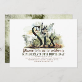 フェアユタリーユニコーンドラゴン魔法キャッスル6誕生日 招待状