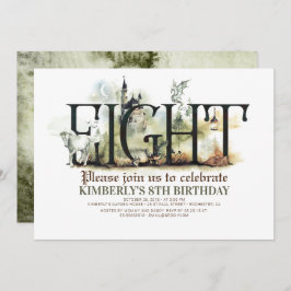 フェアユタリーユニコーンドラゴン魔法キャッスル8誕生日 招待状