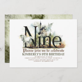 フェアユタリーユニコーンドラゴン魔法キャッスル9誕生日 招待状