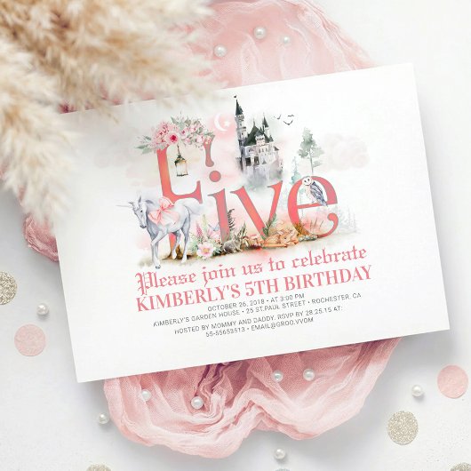フェアユタリーユニコーンプリンセスキャッスル5th誕生日 招待状