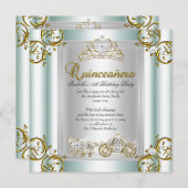 フェアユタレキンセアニェラ15th誕生日ミントブルー 招待状 (正面/裏面)