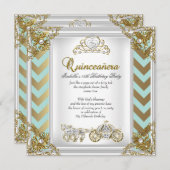 フェアユタレキンセアニェラ15th誕生日ミント金ゴールド2 招待状 (正面/裏面)