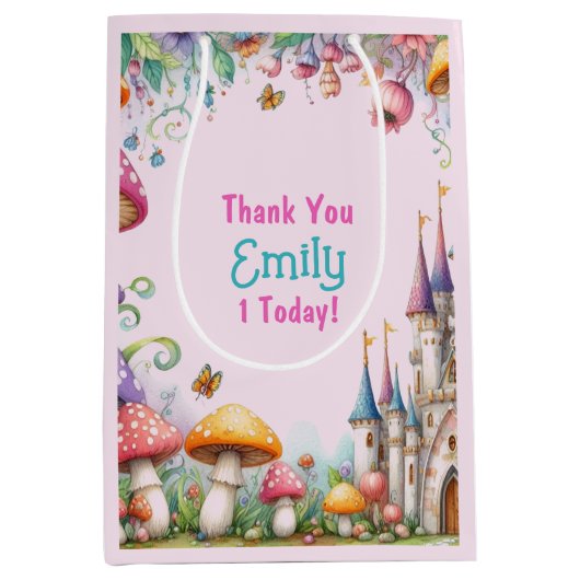 フェアユタレプリンセスフェアリーガール誕生日フェアユコア ミディアムペーパーバッグ (正面)