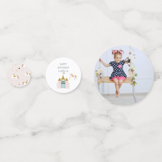 フェアユタレプリンセス | 誕生日パーソナライズされた表 コンフェッティ (正面)