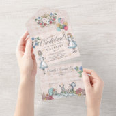 フェアユータリーアリスinワンダーランド誕生日ティーパーティー オールインワン招待状 (貼ってはがせる)