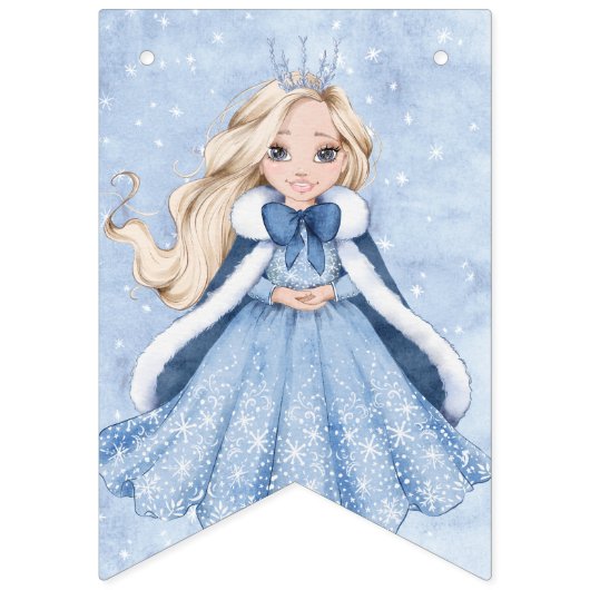 フェアユータリーウィンタースノープリンセス誕生日 |ブロンド バンティングフラッグ (第1の旗)