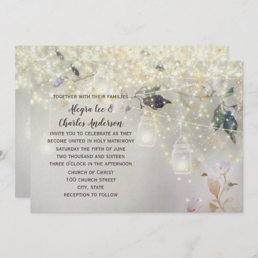 フェアユータリーウッドシーファームハウスメイスンジャー結婚ズ 招待状 (正面/裏面)