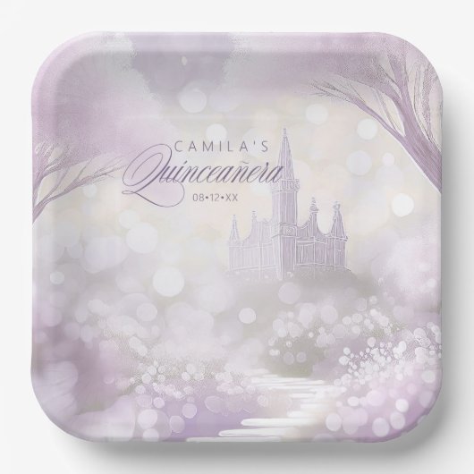 フェアユータリーガーデンキャッスルキンセアニェラ薄紫ID1030 ペーパープレート (正面)