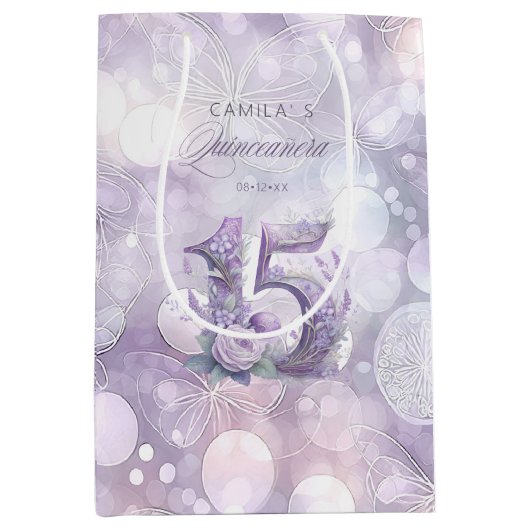 フェアユータリーガーデンキンセアニェララベンダー/薄紫ID1030 ミディアムペーパーバッグ (正面)