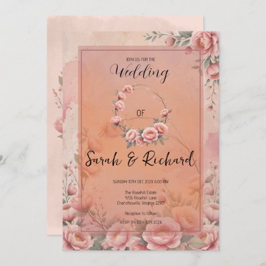 フェアユータリーガーデンスパークル結婚式招待状 招待状 (正面/裏面)