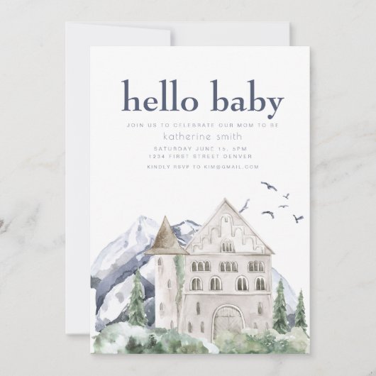 フェアユータリーキャッスルファンタジーベビーシャワー招待状 招待状 (正面)