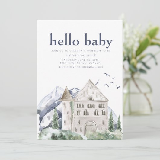 フェアユータリーキャッスルファンタジーベビーシャワー招待状 招待状 (スタンド正面)