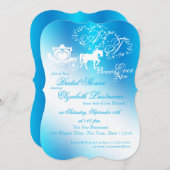 フェアユータリーキャリッジブライダルシャワーピーコックブルー 招待状 (正面/裏面)