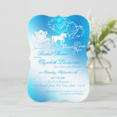 フェアユータリーキャリッジブライダルシャワーピーコックブルー 招待状 (スタンド正面)