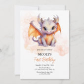 フェアユータリーキュートベビードラゴン子供の誕生日 招待状 (正面)