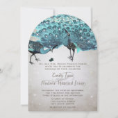 フェアユータリーシックメイソンジャールティール（緑がかった色）ターコイズピーコック 招待状 (正面)