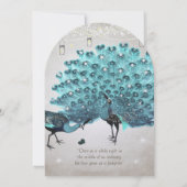 フェアユータリーシックメイソンジャールティール（緑がかった色）ターコイズピーコック 招待状 (裏面)