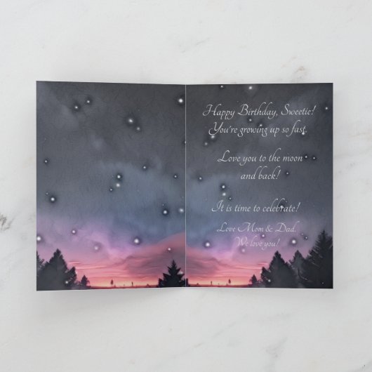 フェアユータリーパープルウォーターカラーフェアリー誕生日 カード (内部)