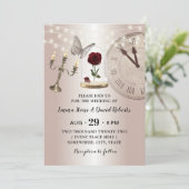 フェアユータリーフラワードームモダンバラ金ゴールド結婚ズ 招待状 (スタンド正面)