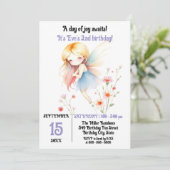 フェアリーお洒落ウィズパステルフラワーズ誕生日 招待状 (スタンド正面)