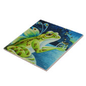 フェアリーお洒落カエル&ホタル水彩アート タイル (側面)