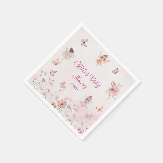 フェアリーお洒落ガーデンベビーガールシャワー スタンダードカクテルナプキン (角)