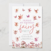 フェアリーお洒落ガーデンマッシュルーム1st誕生日 招待状 (正面)