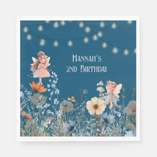 フェアリーお洒落ガーデン魔法第2誕生日 スタンダードランチョンナプキン (正面)