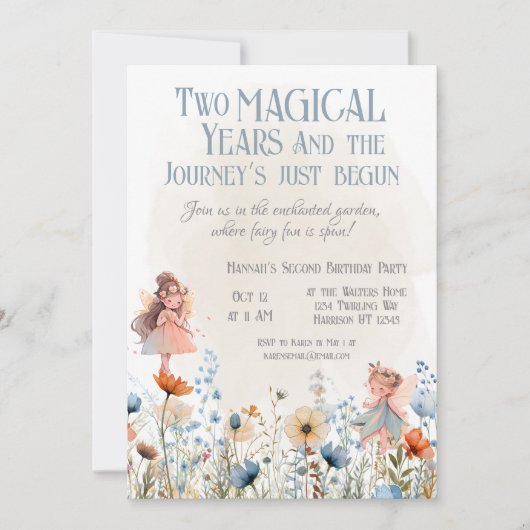 フェアリーお洒落ガーデン魔法第2誕生日 招待状 (正面)