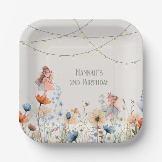 フェアリーお洒落ガーデン魔法誕生日 ペーパープレート (正面)