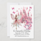 フェアリーお洒落ガール誕生日招待状 招待状 (正面)