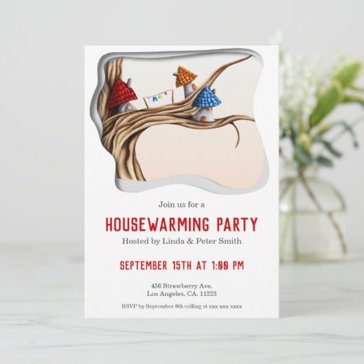 フェアリーお洒落ハウスオンザツリー引っ越し祝いパーティーインビ 招待状 (スタンド正面)