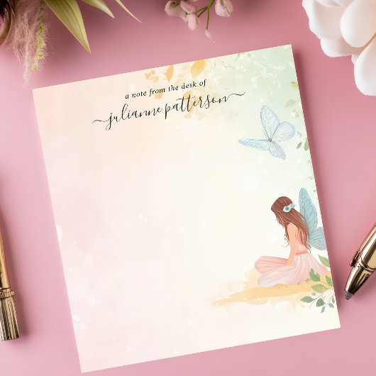 フェアリーお洒落バタフライガーデンパーソナライズされた名 ノートパッド
