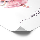 フェアリーお洒落バタフライピンク子供部屋名 ポスター (角)