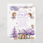 フェアリーお洒落バースデーパーティーへの招待 招待状 (正面/裏面)