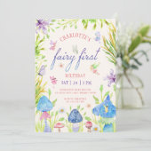 フェアリーお洒落ファーストウォーターカラーフォレスト誕生日 招待状 (スタンド正面)