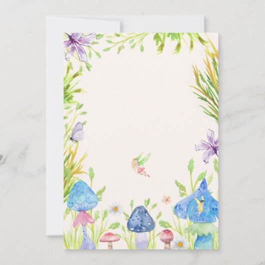 フェアリーお洒落ファーストウォーターカラーフォレスト誕生日 招待状 (裏面)