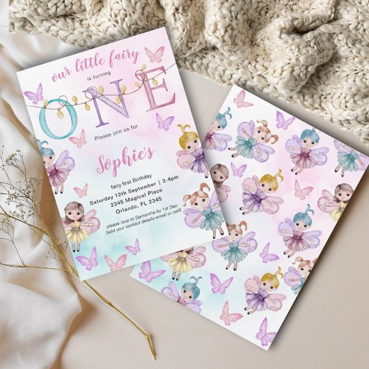 フェアリーお洒落ファーストウォーター誕生日 招待状