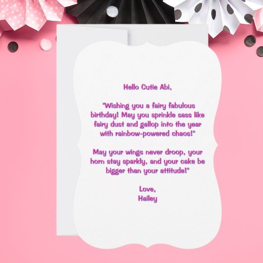 フェアリーお洒落ファーストユニコーン誕生日グリーティング カード