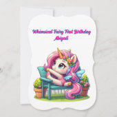 フェアリーお洒落ファーストユニコーン誕生日グリーティング カード (正面)