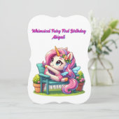 フェアリーお洒落ファーストユニコーン誕生日グリーティング カード (スタンド正面)