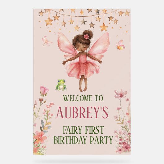 フェアリーお洒落ファースト誕生日ウェルカムサイン アクリルサイン (正面)