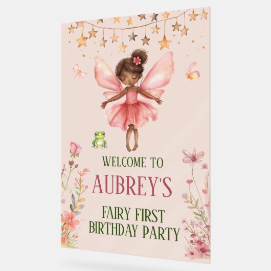 フェアリーお洒落ファースト誕生日ウェルカムサイン アクリルサイン (傾斜)