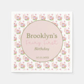 フェアリーお洒落ファースト誕生日キノコフローラ スタンダードカクテルナプキン (正面)